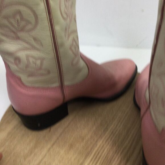 Ariat Cowboy Boots Leather Pull-On Block-Heel Pink Cream Size US 5 - Picture 8 of 13